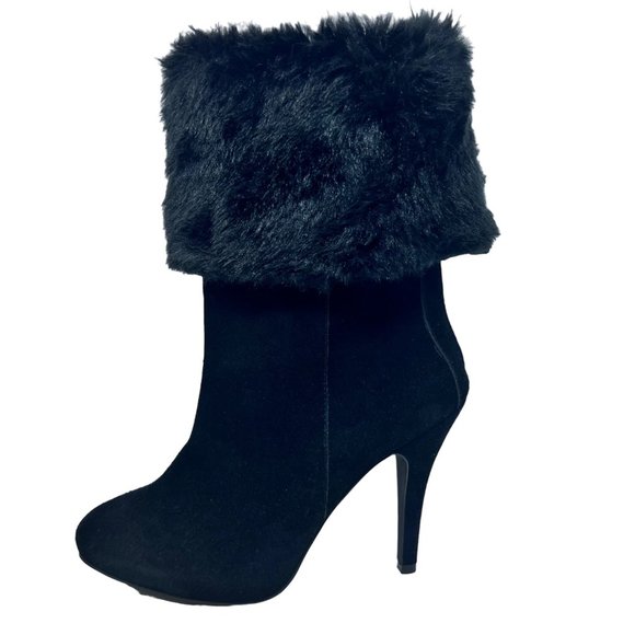Very Volatile Hepburn Women's Fold Over Convertible Faux Fur High Heel Boot Sz 1 - Picture 5 of 13